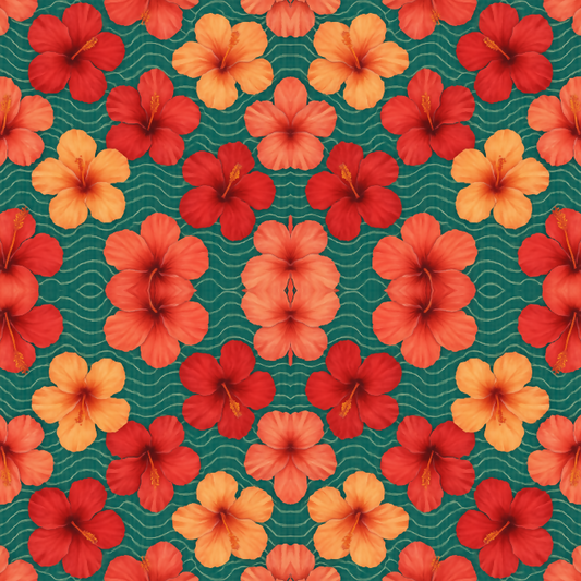 Floral Geometric Fusion - Tropical Hibiscus Blossoms Pattern - Digital File Digital My Custom Designs PDF