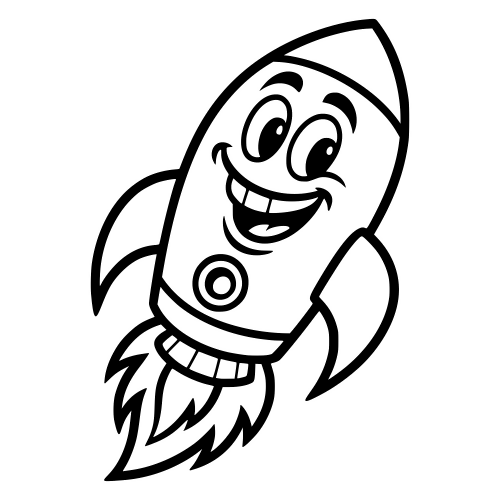 Cartoon Rocket Smiling - Digital File - XCS Friendly