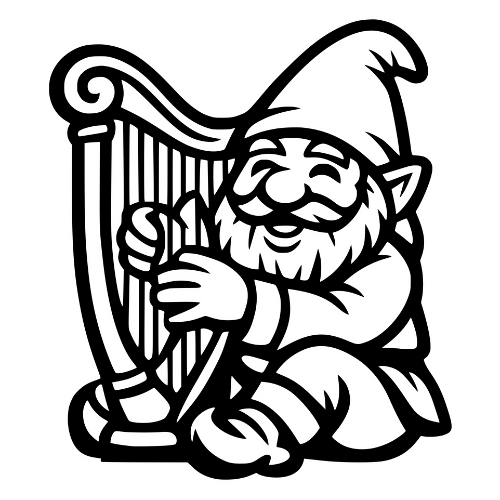 Cartoon Harp Gnome - Digital File - XCS Friendly Digital My Custom Designs PDF