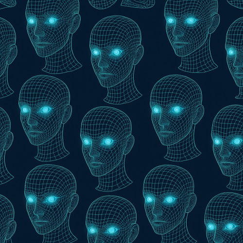 Technology and Digital - Futuristic AI Face Mesh With Electric Eyes - Pattern - Digital File Digital My Custom Designs PDF