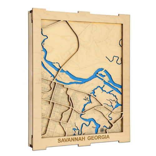 Savannah, Georgia - Layered Map Box - Digital File Digital My Custom Designs SVG
