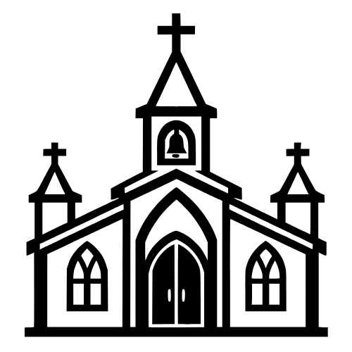 Church Outline Sketch - Vector Graphics - Digital File