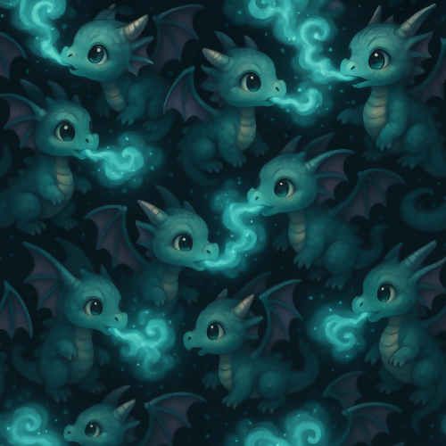 Animal and Wildlife - Chibi Fantasy Dragons Breathing Glowing Mist - Pattern - Digital File Digital My Custom Designs PDF
