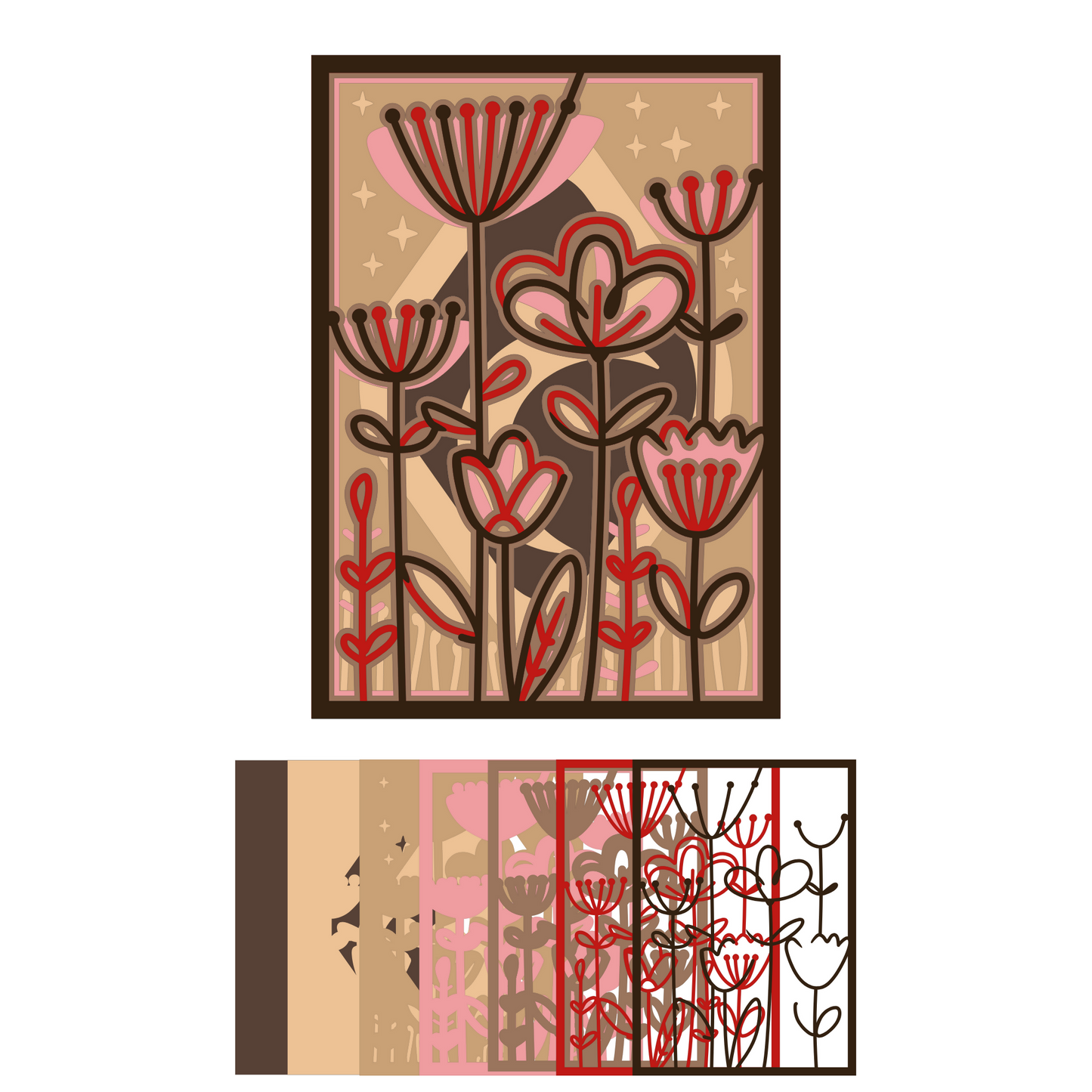 Flower 15 - Layered Line Design - Nature - Digital File Digital My Custom Designs ZIP File
