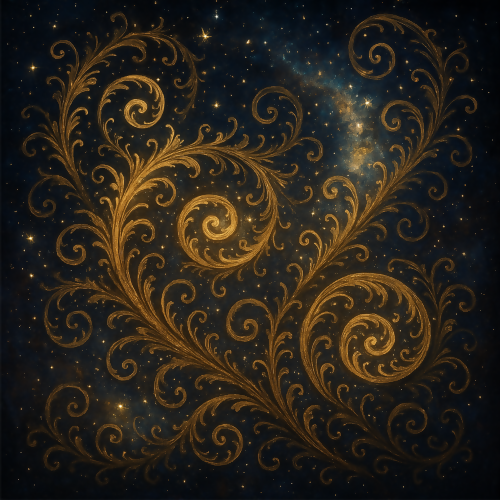 Luxury and Ornamental - Celestial Baroque Spirals With Cosmic Dust Sparkle - Pattern - Digital File Digital My Custom Designs PDF