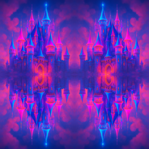 Kids and Playful - Magical Castles With Neon Turrets In Cotton Candy Colors - Pattern - Digital File Digital My Custom Designs PDF