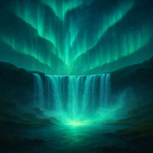 Nature and Landscape - Aurora Waterfalls With Glowing Mist - Pattern - Digital File Digital My Custom Designs PDF