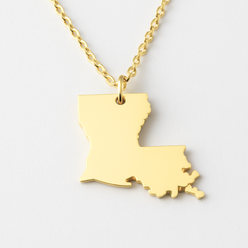 Engravable Gold & Silver Louisiana Pendant Necklace Jewelry My Custom Designs Gold