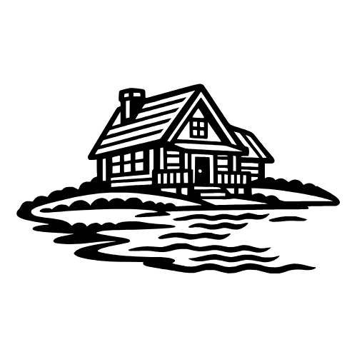 Cottage by Lake Illustration - Vector Graphics - Digital File Digital My Custom Designs PDF