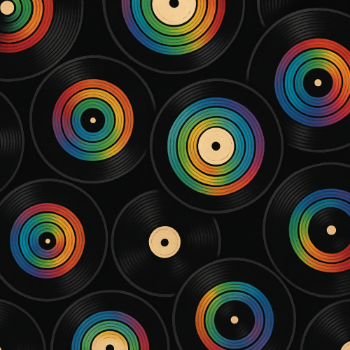 Vintage and Retro - Stylized Vinyl Records With Rainbow Grooves - Pattern - Digital File Digital My Custom Designs PDF