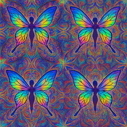 Fantasy and Myth - Prism Fairy Wings In Fractal Kaleidoscope - Pattern - Digital File Digital My Custom Designs PDF