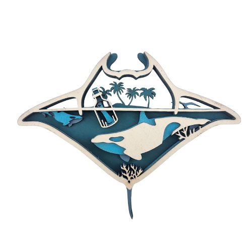 Manta Ray Nature Layered Wall Decor Digital My Custom Designs SVG