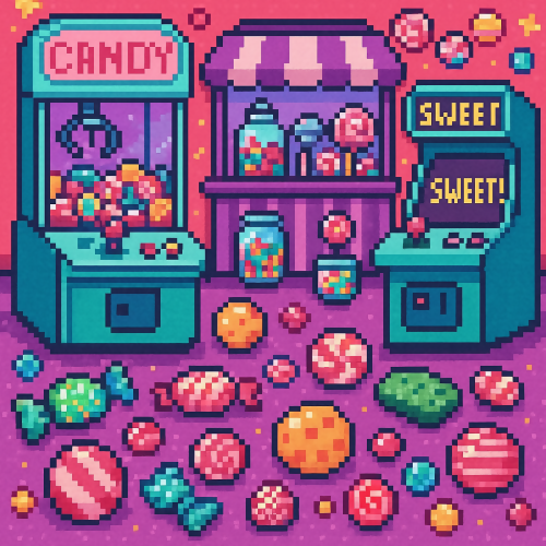 Food and Drinks - Pixel Style Retro Candy Arcade Scene - Pattern - Digital File Digital My Custom Designs PDF