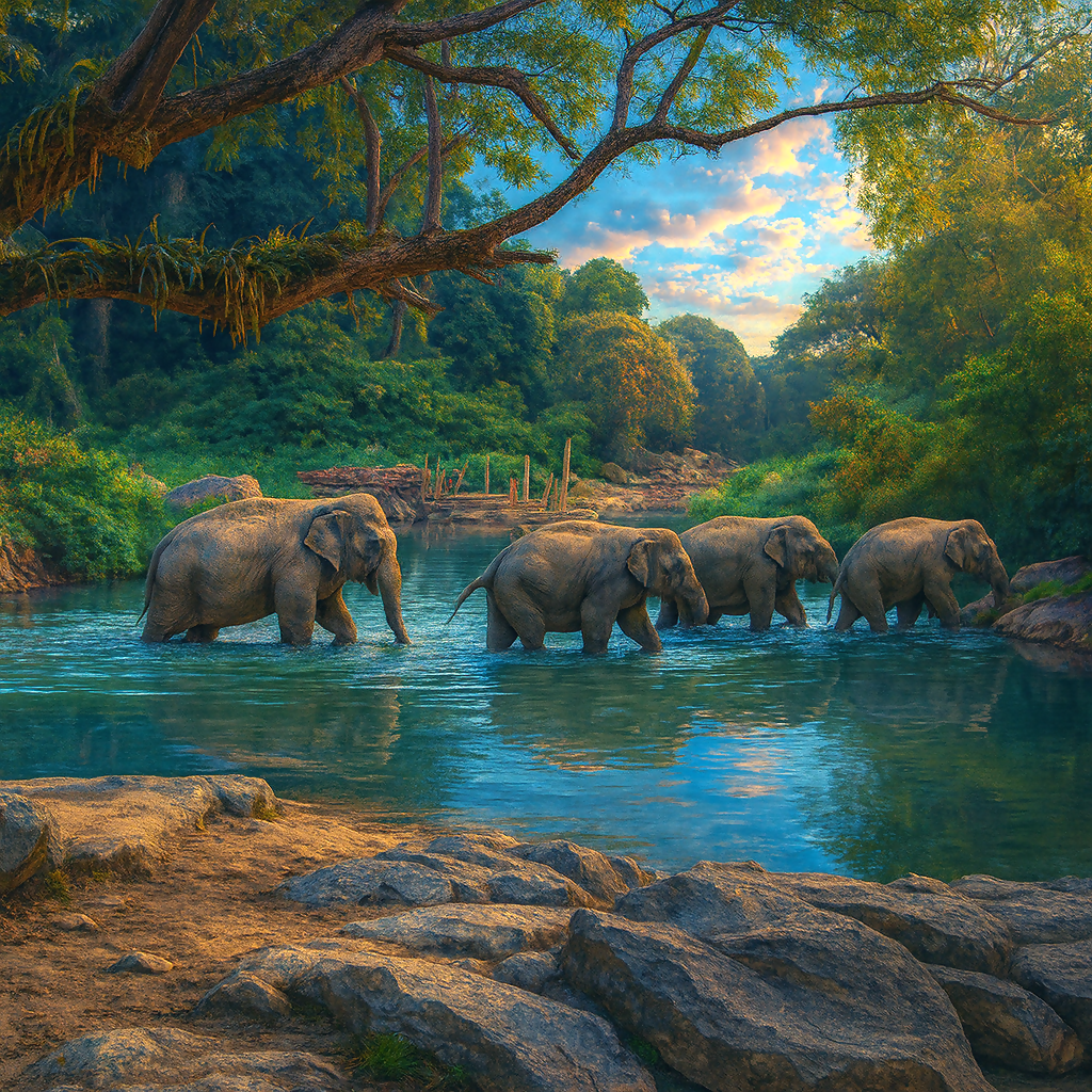 Elephant Jungle Paradise Park - Chiang Mai Thailand - Asia - Rendered - Digital File Digital My Custom Designs PDF
