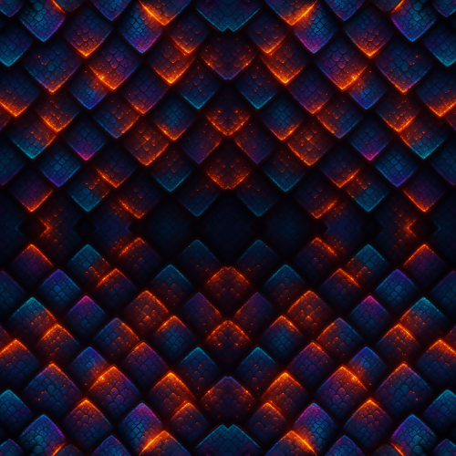 Fantasy and Myth - Neon Dragon Scales With Glowing Ember Highlights - Pattern - Digital File Digital My Custom Designs PDF