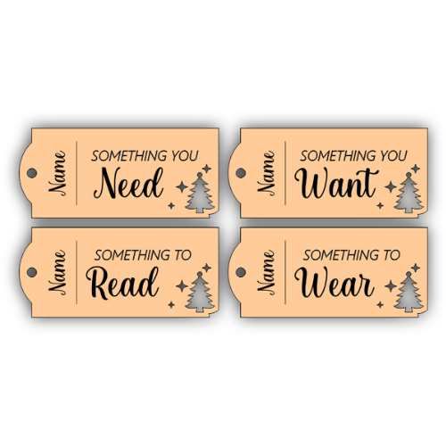 Need Want Read Wear Gift Tags Christmas Trees w/ Nameplate - Digital File Digital My Custom Designs SVG