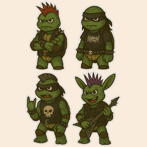 Sticker Icon Pack - Aging Mutant Turtles (pack of 8) My Custom Designs