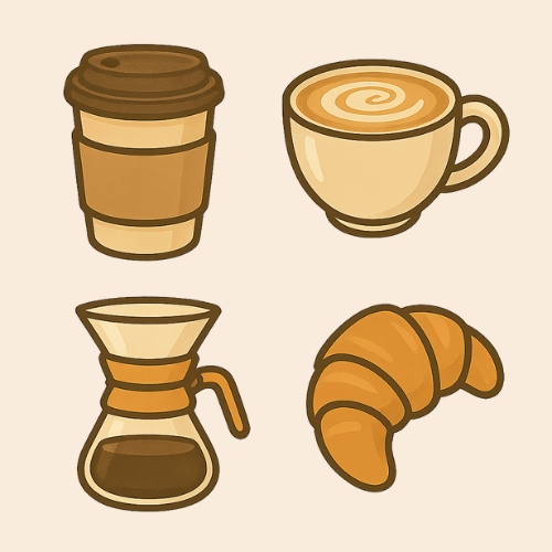 Sticker Icon Pack - Cafe Breakfast (pack of 8) Sticker Pack My Custom Designs 1.5 x 1.5
