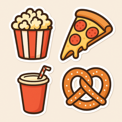 Vinyl Sticker Icon Pack - Theatre Snacks (pack of 8) Sticker Pack My Custom Designs