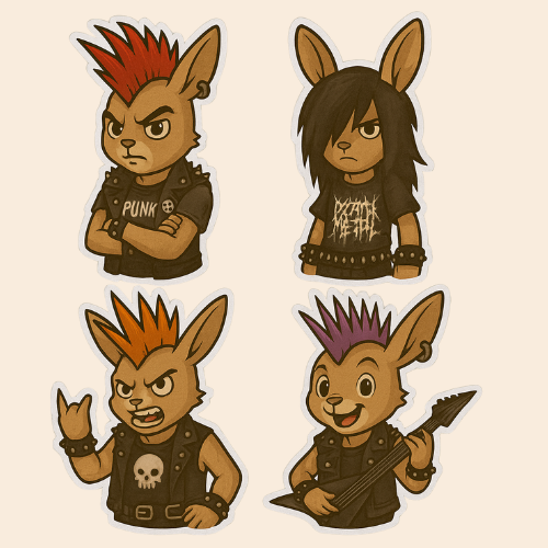 Sticker Icon Pack - Rocking Rabbits (pack of 8) Sticker Pack My Custom Designs 1.5