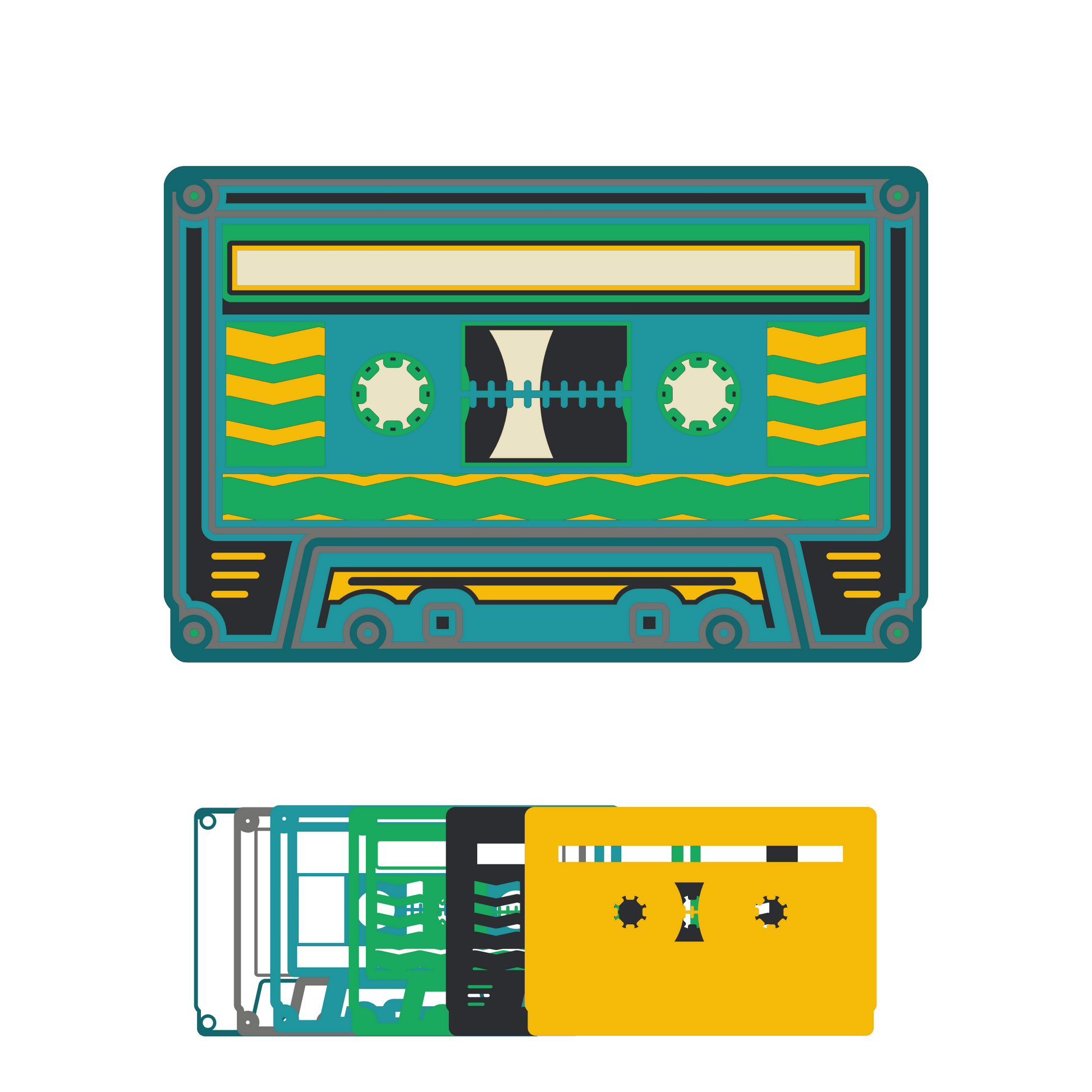 Cassette Tape - Layered Line Designs - Vehicle - Digital File Digital My Custom Designs ZIP File