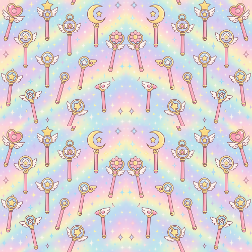 Gaming and Pop Culture - Anime Magical Girl Wands In Prism Sparkles - Pattern - Digital File Digital My Custom Designs PDF