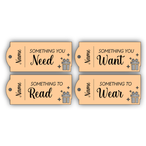 Need Want Read Wear Gift Tags Giftbox w/ Nameplate Bells - Digital File Digital My Custom Designs SVG