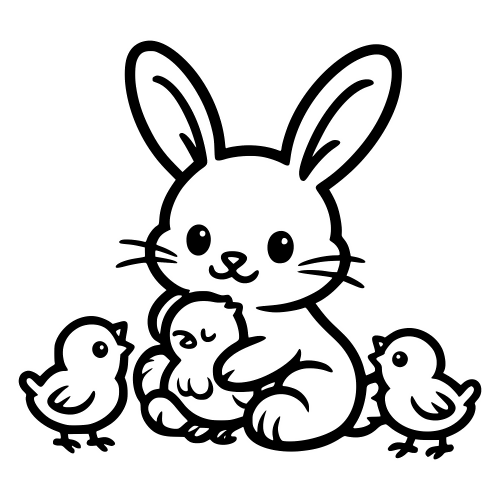 Cartoon Bunny With Chicks - Digital File - XCS Friendly Digital My Custom Designs PDF
