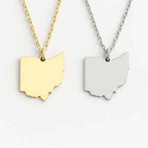 Personalized Gold & Silver Ohio Pendant Necklace