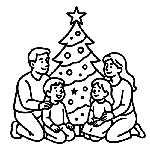 Family Around Tree - Digital File - XCS Friendly Digital My Custom Designs PDF