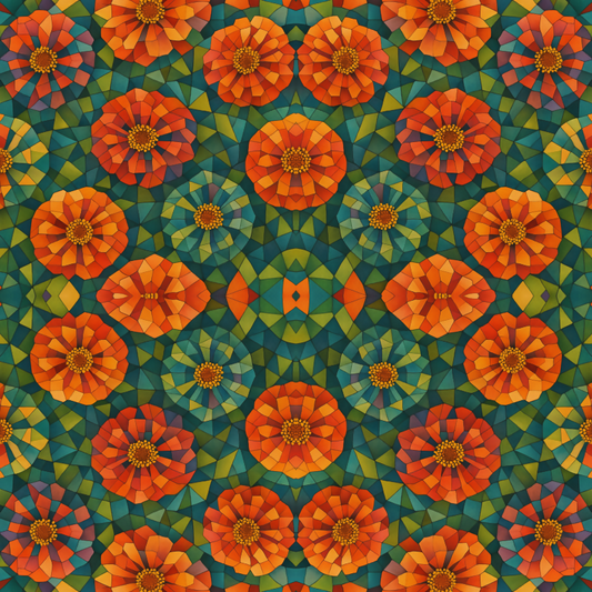 Floral and Botanical - Cubist Zinnia Tessellation - Pattern - Digital File Digital My Custom Designs PDF