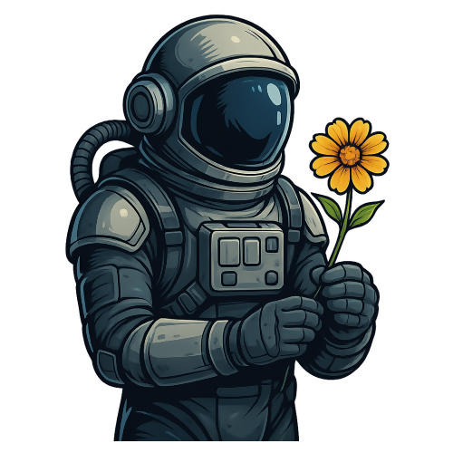 Pop Culture & Fandom - Astronaut Holding a Flower - T Shirt Design - Digital File Digital My Custom Designs 300 DPI PNG