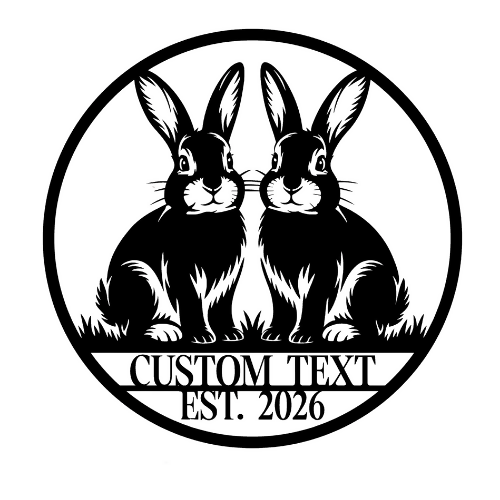 Double Bunnies - Wall Home Decor - Digital File Digital My Custom Designs ZIP File