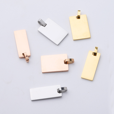 Engravable Gold & Silver Pendant Rectangle - Engravable Jewelry My Custom Designs 10mm Rose Gold