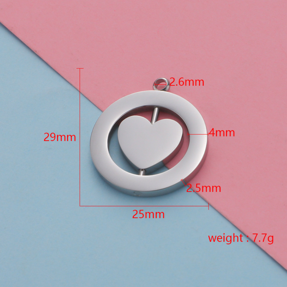 Engravable Pendant Spinning Heart Square Circle - Engravable Jewelry My Custom Designs