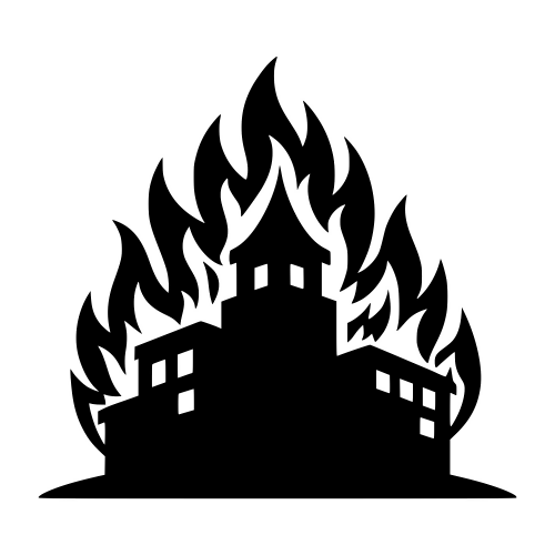 Burning City Building Silhouette - Vector Graphics - Digital File Digital My Custom Designs PDF