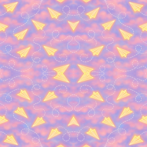 Kids and Playful - Glowing Paper Planes Looping Through Pastel Skies - Pattern - Digital File Digital My Custom Designs PDF