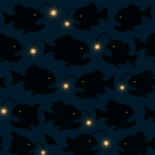 Water and Ocean - Deep Sea Anglerfish Silhouettes With Glowing Lures - Pattern - Digital File Digital My Custom Designs PDF