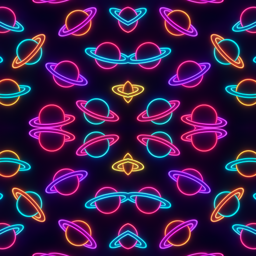 Space and Cosmic - Planetary Rings Glowing With Neon Gradients - Pattern - Digital file Digital My Custom Designs PDF
