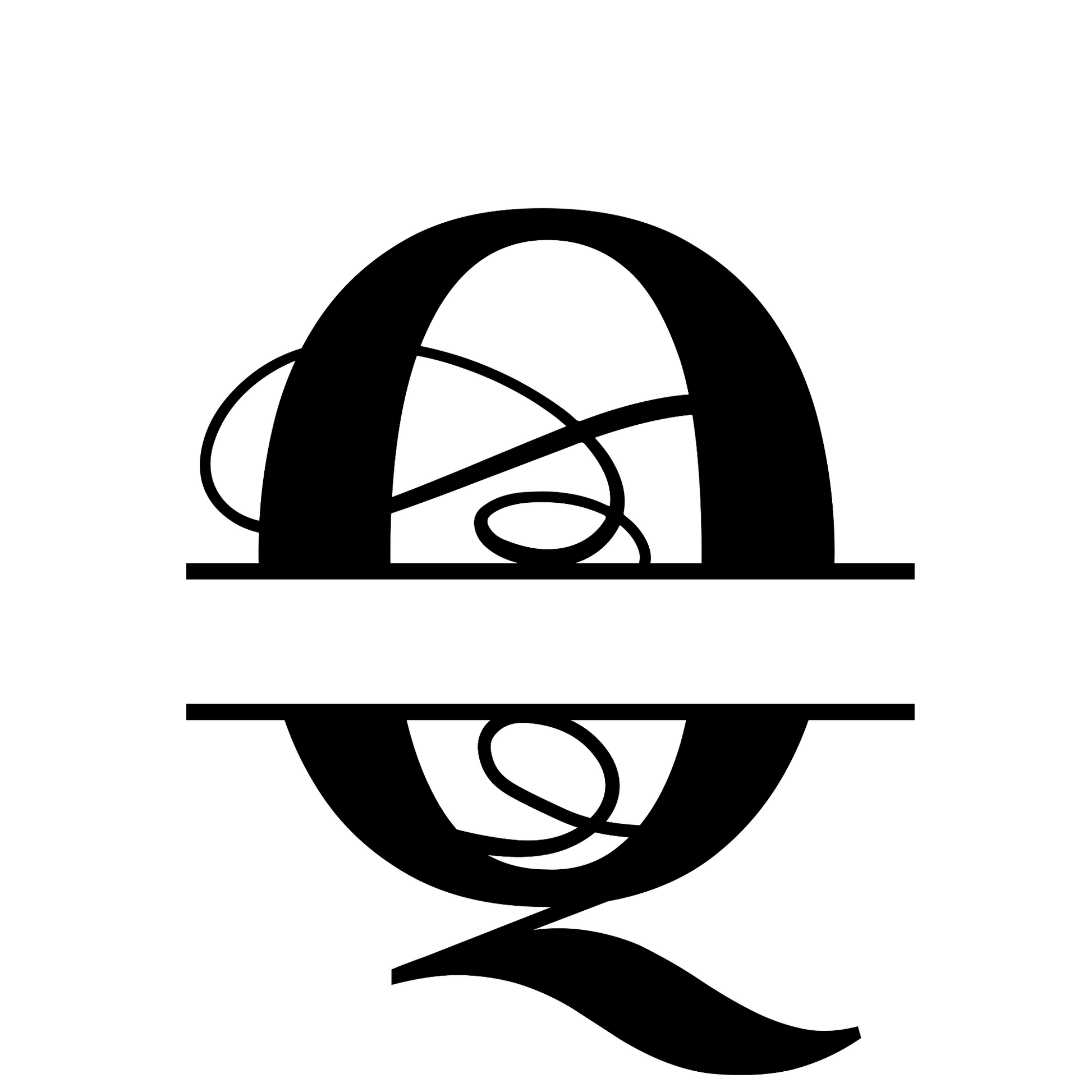 Q - Monogram Vines Ornamental - Digital File Digital My Custom Designs ZIP File