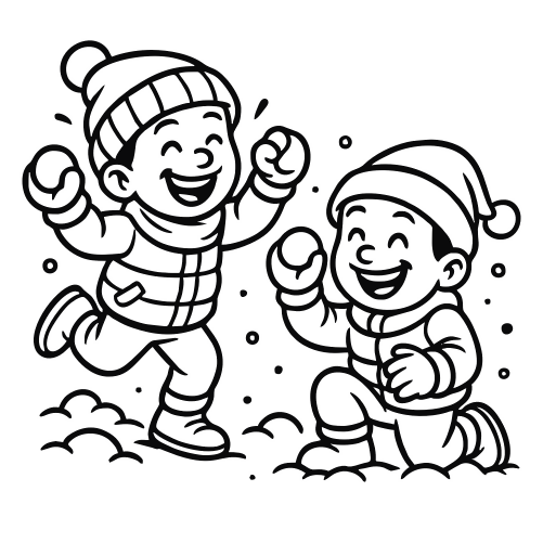 Snowball Fight Sketch - Digital File - XCS Friendly Digital My Custom Designs PDF