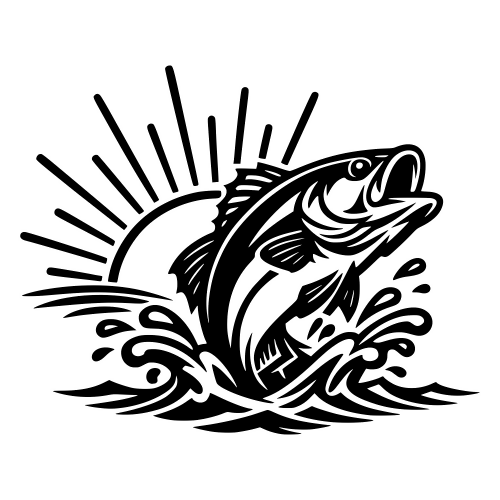 Leaping Fish with Rising Sun - Vector Graphics - Digital File Digital My Custom Designs PDF