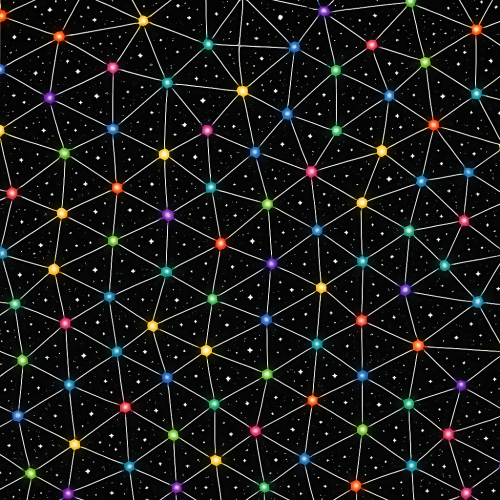 Futuristic and Sci-Fi - Endless Constellation Lattice With Rainbow Nodes - Pattern - Digital File Digital My Custom Designs PDF