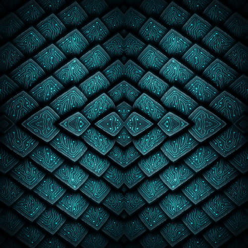 Futuristic and Sci-Fi - Cybernetic Dragon Scales With Luminous Circuitry - Pattern - Digital File Digital My Custom Designs PDF