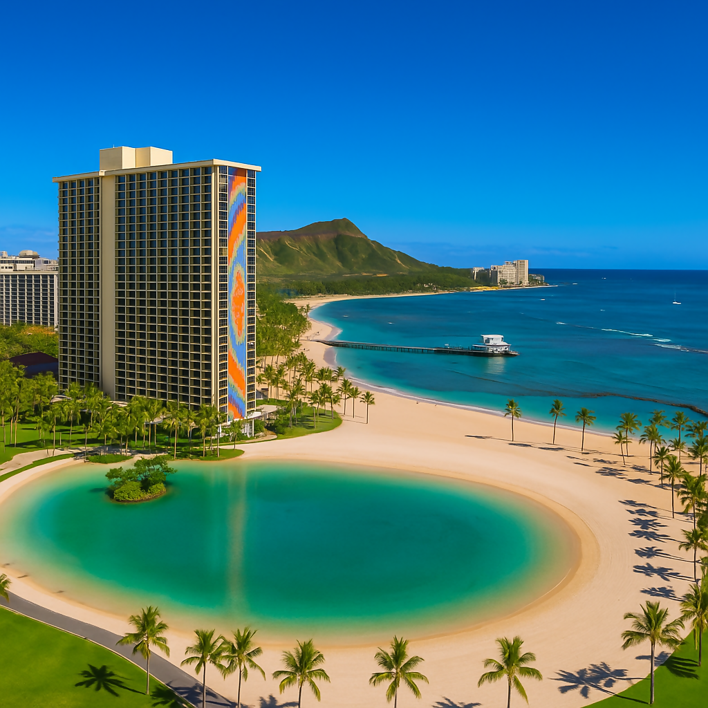 Hilton Hawaiian Village Waikiki Beach Resort - Waikiki Beach (Oahu) - Hawaii United States - Rendered - Digital File Digital My Custom Designs PDF