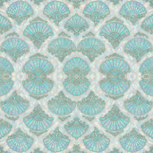 Luxury and Ornamental - Luxury Fan Motifs In Holographic Mother-Of-Pearl - Pattern - Digital File Digital My Custom Designs PDF