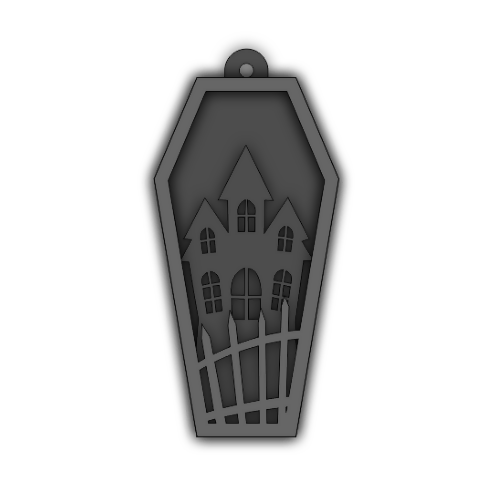Haunted House Coffin Layered Design Keychain Earring - Digital File