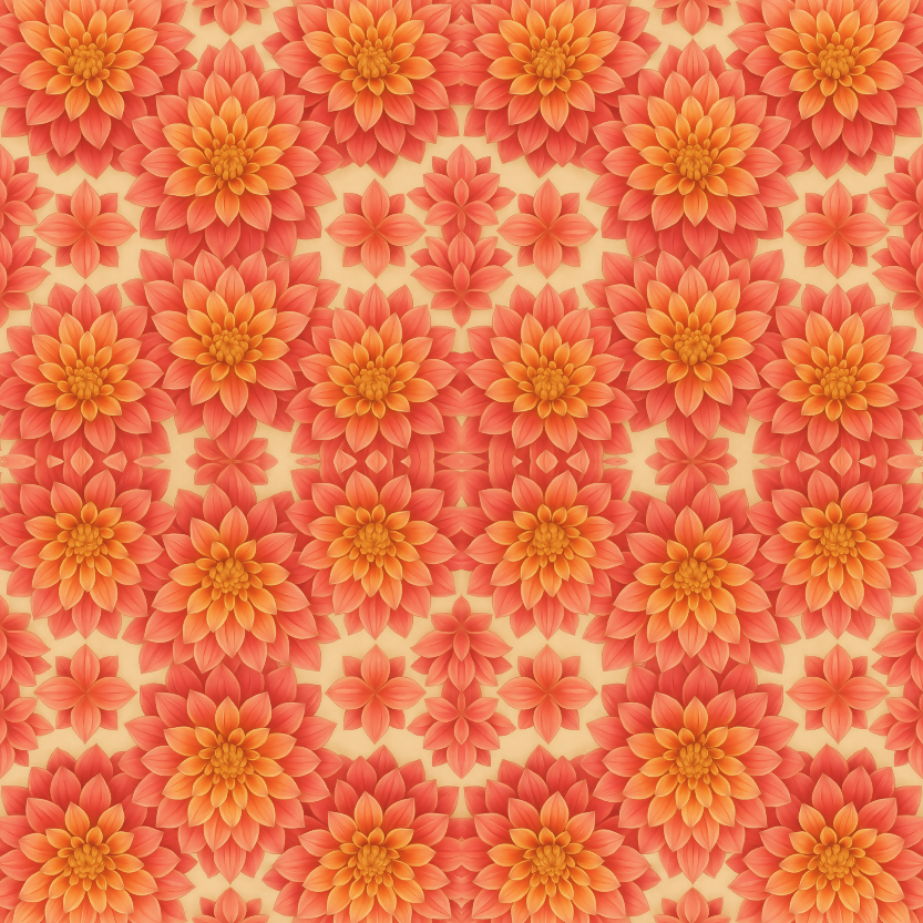 Floral Geometric Fusion - Blooming Dahlias with Triangular Symmetry Pattern - Digital File Digital My Custom Designs PDF