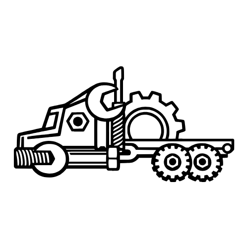 Semi-Truck Made From Tools (Wrench, Bolt, Gear Shapes) Outline - Vector Graphics - Digital File