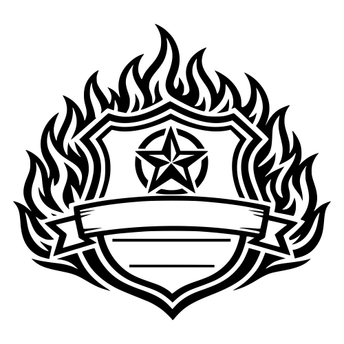 Badge Surrounded by Flames - Vector Digital My Custom Designs PDF